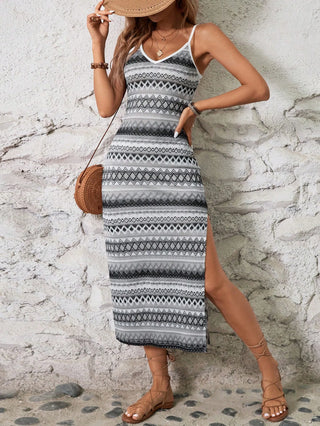 Abito Lungo Cami Boho a Righe Geometriche